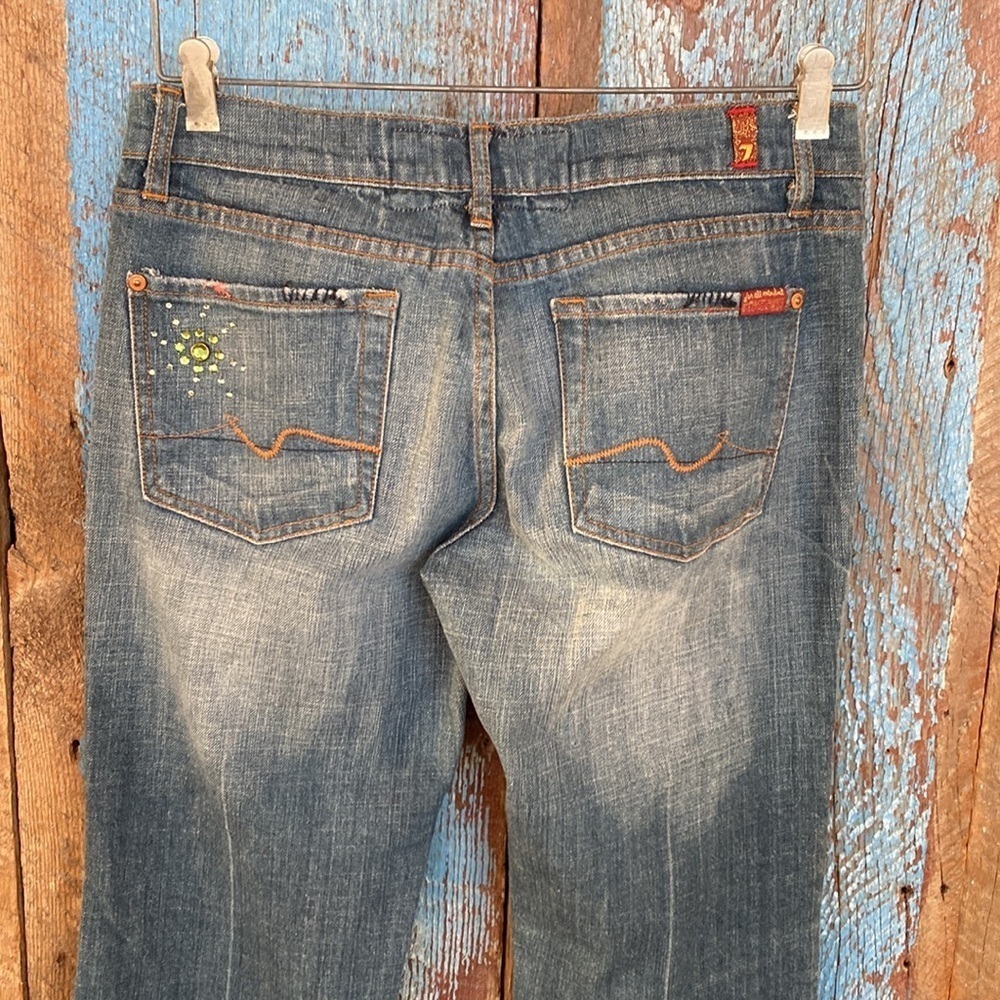 7 For All Mankind Straight Legged Embellished Jeans - Picture 5 of 8